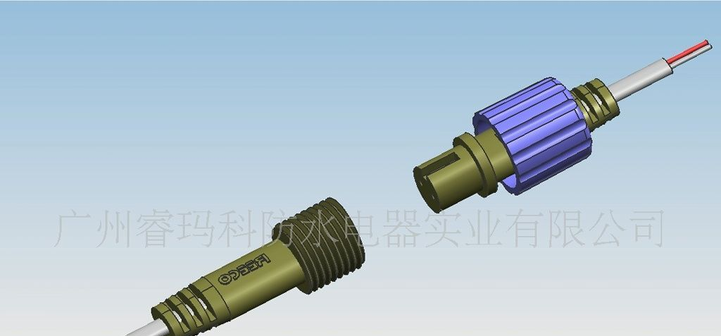 供應三芯後接線防水連接器 大功率防水電源;連接器