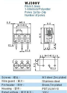 厂家直销 欧式接线端子WJ300V