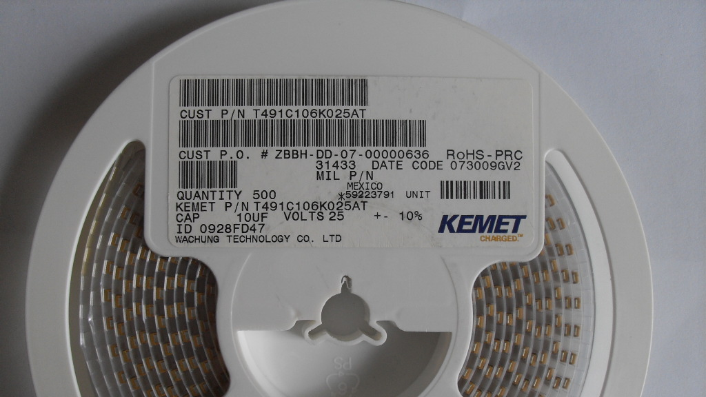 供应KEMET钽电容T491C106K025AT