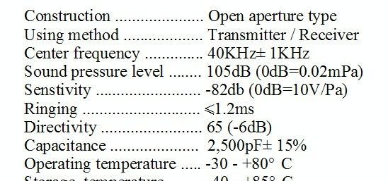 12MM 40KHZ 开放式单发射超声波传感器