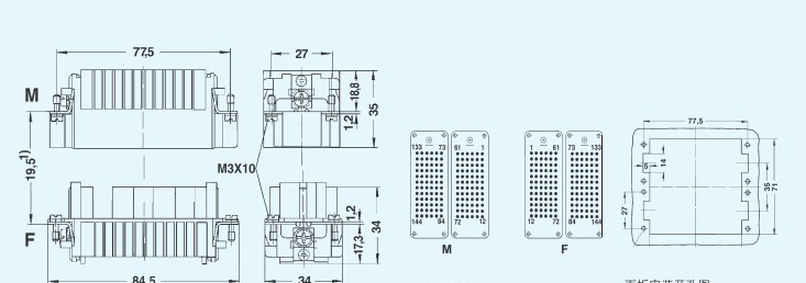 HDD-144-M/F矩形连接器WAIN重载连接器