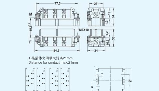 HSB-012-M/F矩形连接器WAIN重载连接器