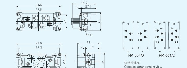 HK-004/2-M/F矩形连接器WAIN重载连接器
