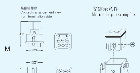 HD-008-M/F重载连接器WAIN矩形连接器