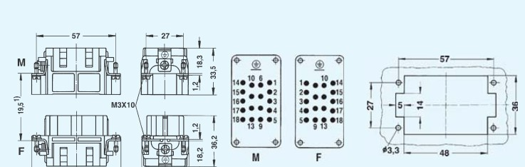 HEE-018-M/F矩形连接器WAIN重载连接器