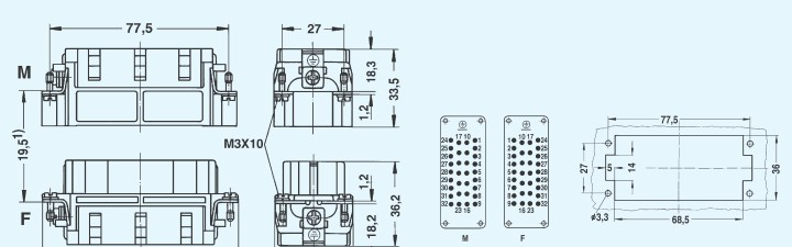 HEE-032-M/F重载连接器WAIN矩形连接器
