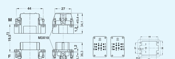 HEE-010-M矩形连接器WAIN重载连接器