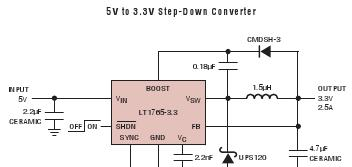 供应单片式 3A、1.25MHz 降压型开关稳压器LT1765
