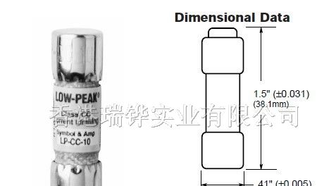 供应LP-CC系列，600Vac，R型，圆管延时型熔断器