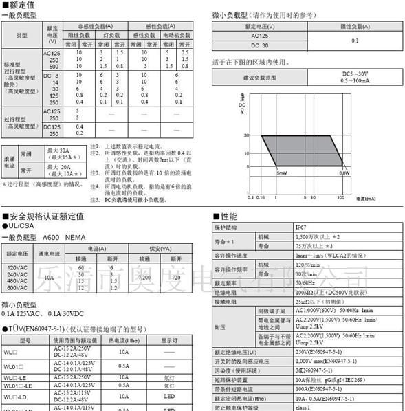 供应欧姆龙行程开关，限位开关，微动开关