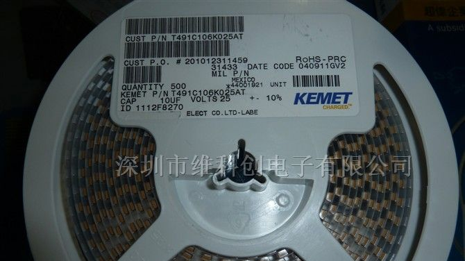供应KEMET 钽电容 T491C106K025AT