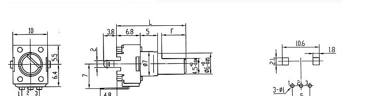 供应9mm塑料轴精密电位器WH9011-1B-F
