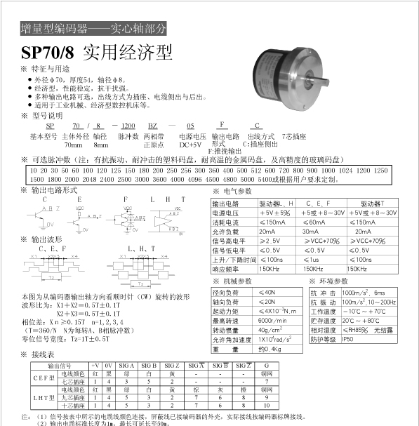 供应增量式旋转编码器SP70/8编码器
