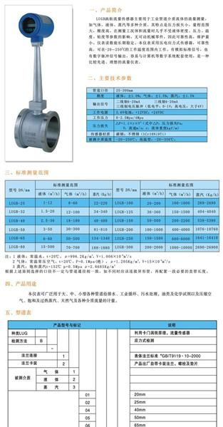 供应LUGB涡街流量传感器