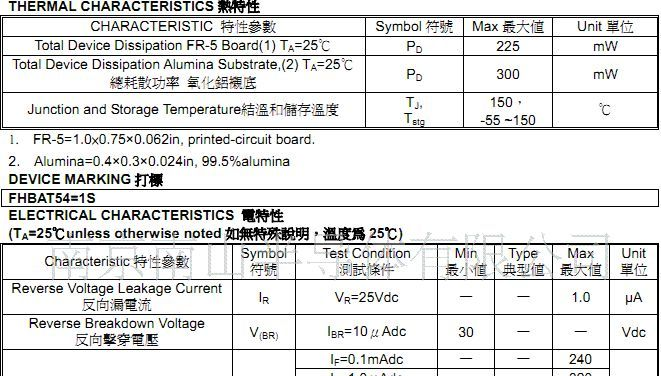 风华贴片二极管 FHBAT54 肖特基二极管 现货