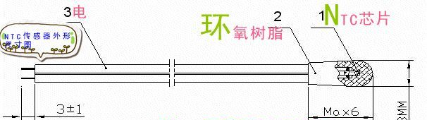 电池用NTC圆柱形PVC硅胶电子线热敏传感器