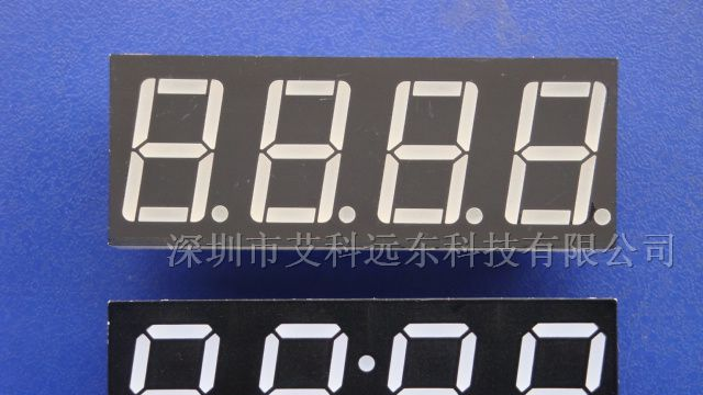 四位0.38英寸数码管（共阴共阳，红，黄，绿，蓝，白）