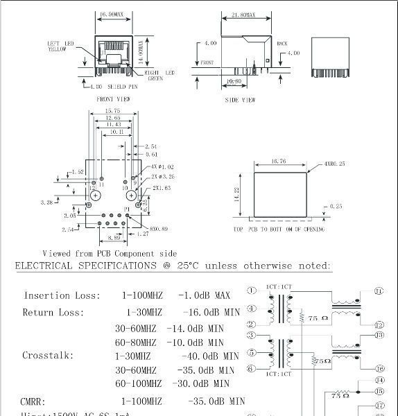 供应RJ45插座   RJ45网口变压器