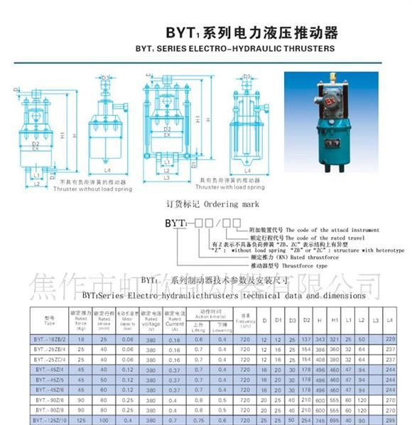 供应BYT1系列电力液压推动器