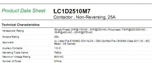LC1D2510M7交流接触器