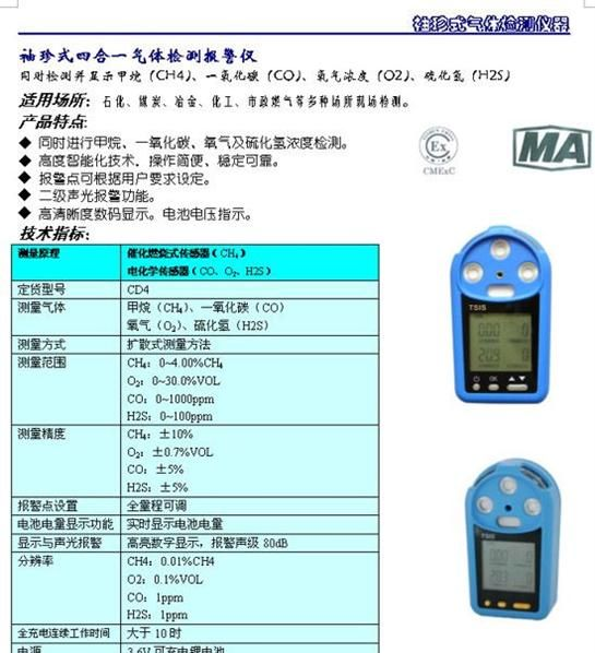 供应袖珍式四合一检测报警仪