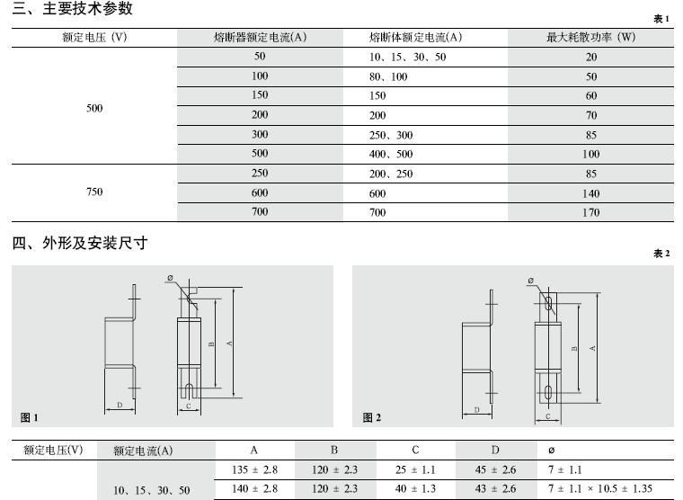 方管刀形快速熔断器 RS3-300A 500V