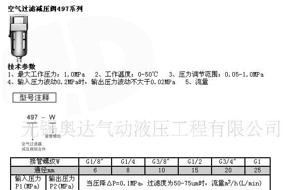 厂家低价格销售高智爱玲497系列空气过滤减压阀