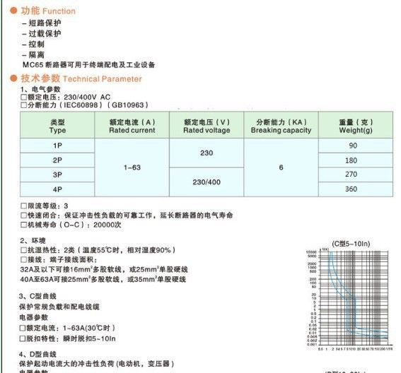 1p DZ47/C45 小型断路器/非漏电保护器 