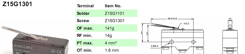 原装HIGHLY全系列产品微动开关Z15G1301