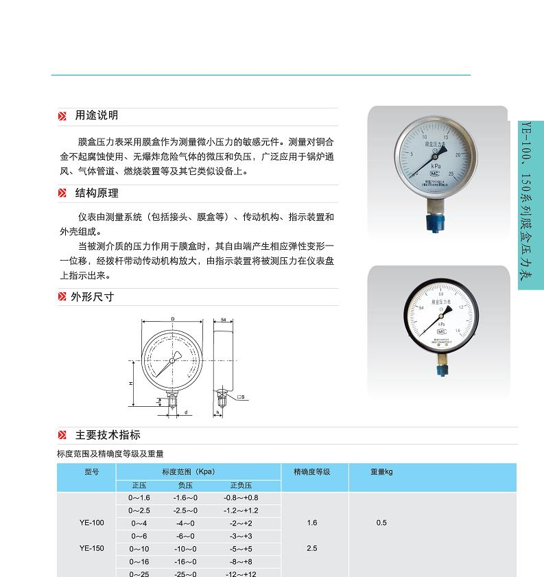 供应膜盒压力表