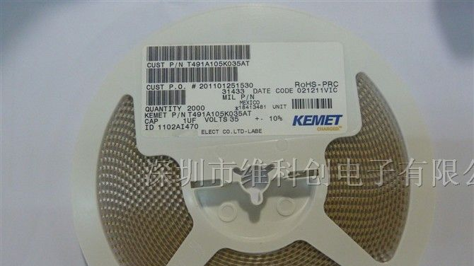 供应原装KEMET钽电容基美 T491A105K035AT