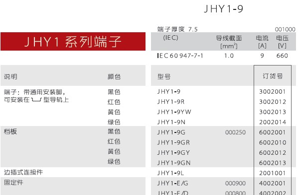 供应JHY1-9A导轨式接线端子
