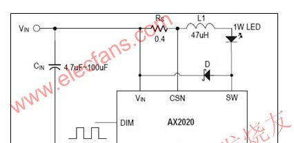 供应AX2020连续电流模式LED驱动IC