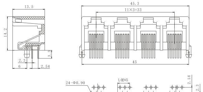 防水RJ11PCB连接器