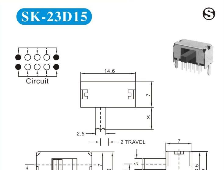 SK-23D15  拔动开关 手机开关  贴片开关