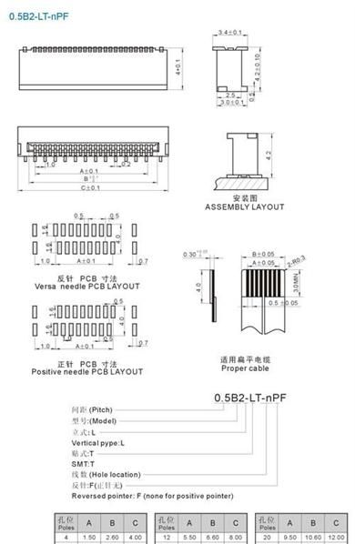 0.5mm间距扁平电缆连接器