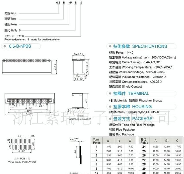 大量供应FFC/FPC连接器，SGS