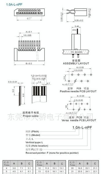 厂家直销FPC连接器:1.0mm间距直针(单面接)