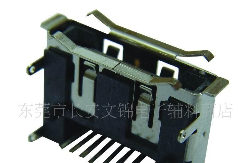 供应E-SATA板上单排90度DIP连接器