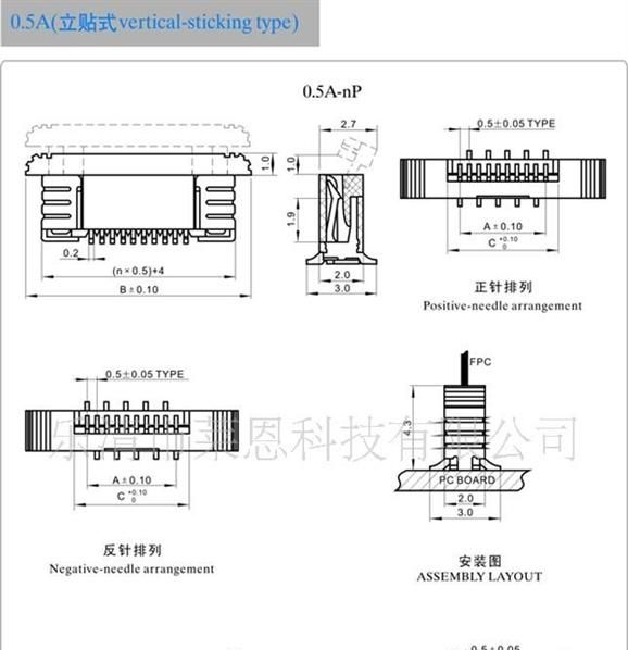 供应0.5mmFFC/FPC扁平电缆连接器