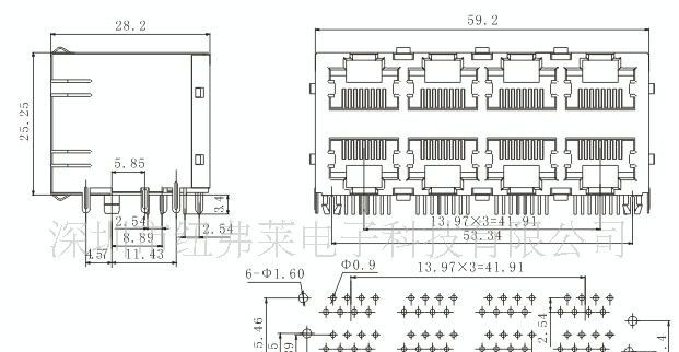多口PCB网络连接器 RJ45系列
