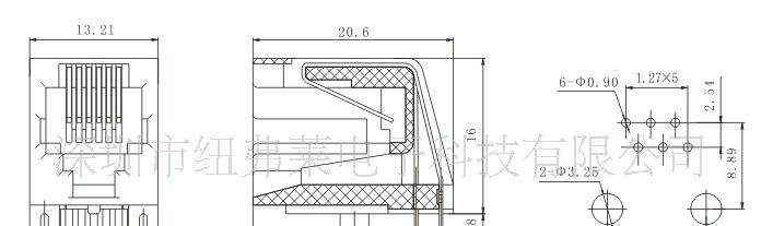 57系列RJ12水晶头插座6P6C