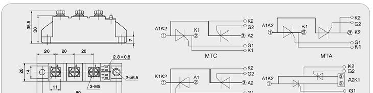 普通晶闸管模块(MTC,MTA,MTK,MTX)
