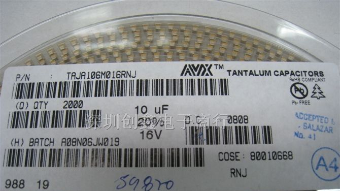 供应TAJA106M016RNJ贴片钽电容