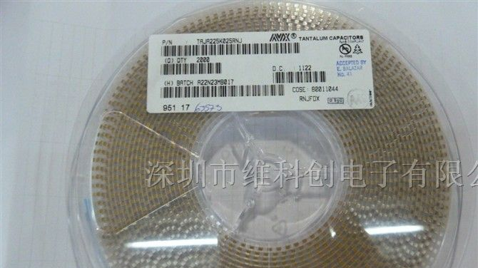 供应原装AVX钽电容 TAJA225K025RNJ