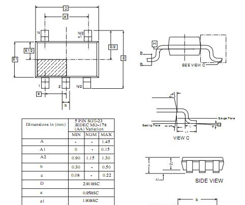 供应500MA,低噪声LDO电压调节器SOT-23-5 J3