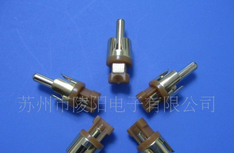 RCA插头插座-RCA莲花头RCA公头镀金棕色胶