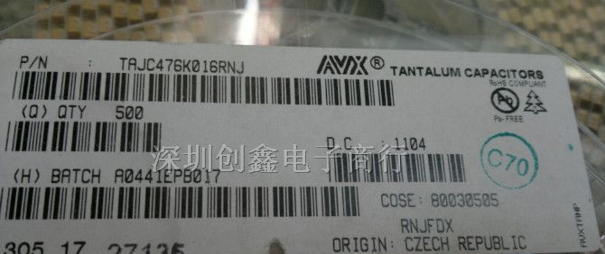 供应TAJC476K016RNJ贴片钽电容