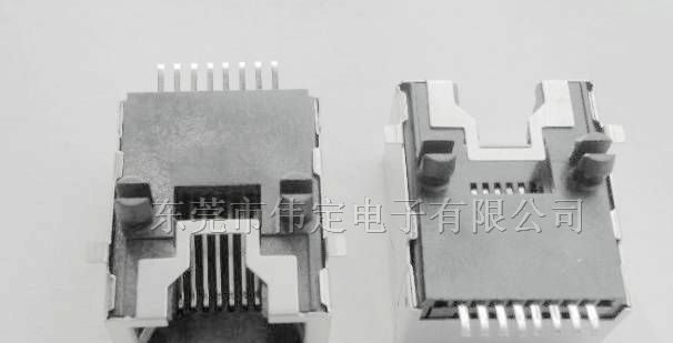 贴片式RJ45连接器带焊盘SMT网络接口8P8C水晶头母座SMD