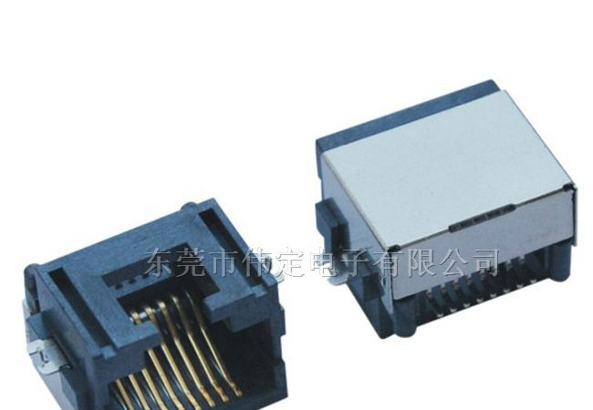 供应沉板式RJ45连接器网络插座8P8C半包壳接口H=8.6